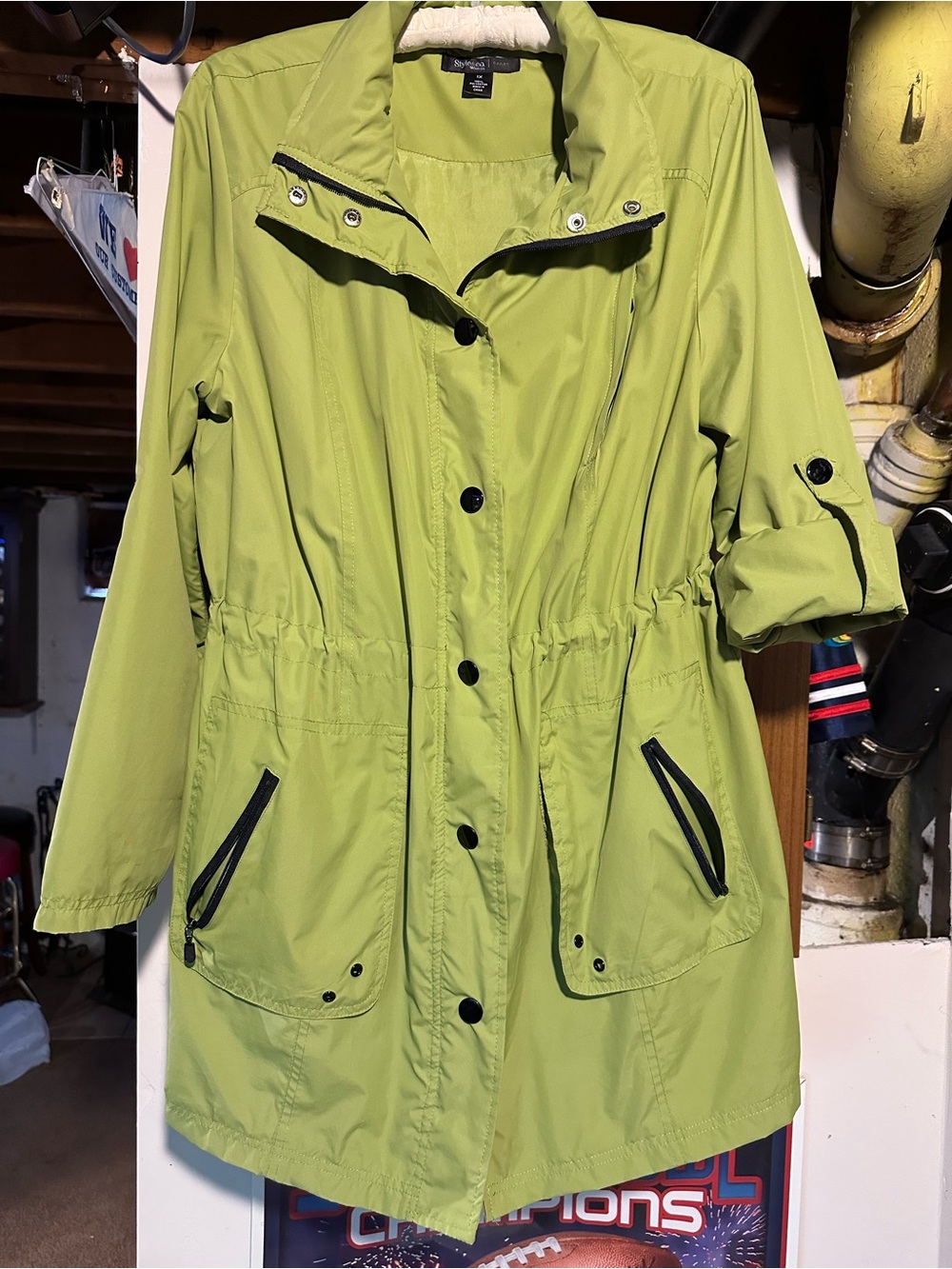 Style & Co. Lime Green Utility Jacket with Cinch Waist - Picture 2 of 6